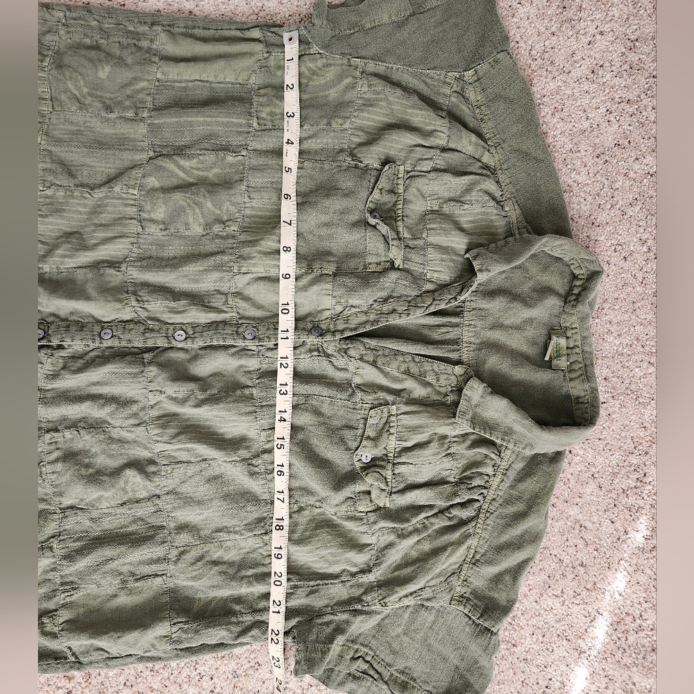 Sundance Green Button Down Patchwork Shirt - image 6